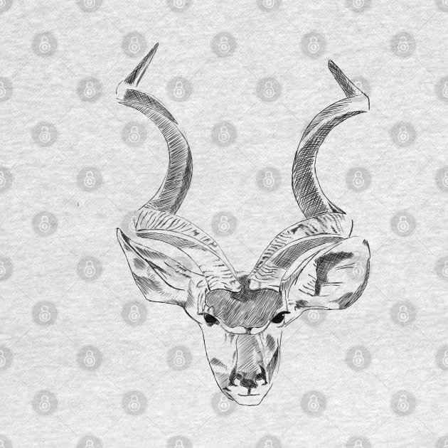 African Kudu - Black by The Creative Palette